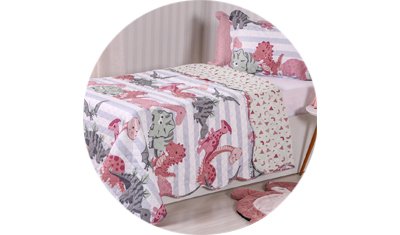 cobre leito infantil pink dino