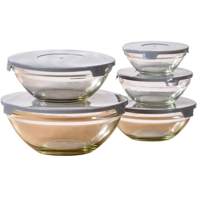 Jogo Com 5 Potes De Vidro Guarda Mantimentos Para Cozinha 150ml A 900ml Bene Casa