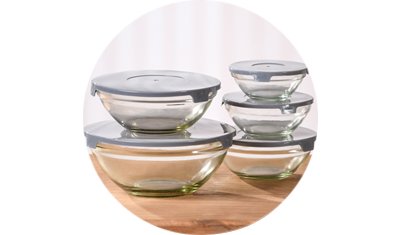 jogo com 5 potes de vidro guarda mantimentos ambiente