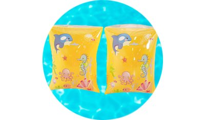 boia de braco para crianca 27x17cm amarelo detalhe