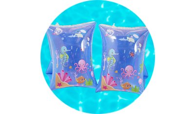 boia de braco para crianca 27x17cm azul detalhe