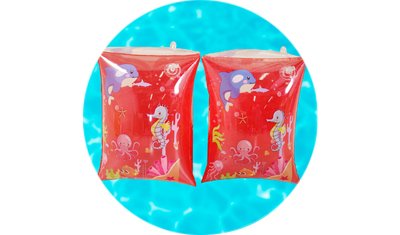 boia de braco para crianca 27x17cm vermelha detalhes