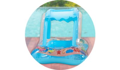 boia infantil com protetor solar para crianca 65x65cm azul detalhe