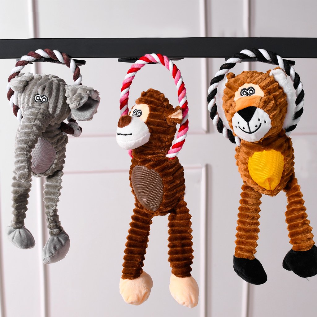 Pelúcia Pet Animais da Selva com Corda