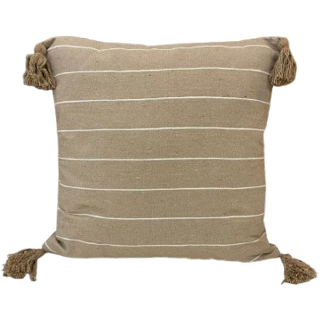 Capa De Almofada Pompom Decorativa 45x45cm - Linho