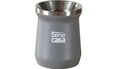 cuia termica para chimarrao terere matte 300ml cinza detalhe