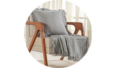 manta decorativa para sofa waffle 100 algodao platina detalhes