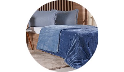 edredom plush bicolor azul cobalt macio