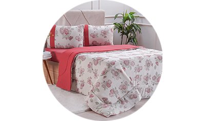 edredom bella cama malha 100 algodao vermelho detalhado