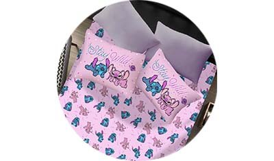 jogo de cama casal 3 pcs stitch disney stitch angel love detalhado
