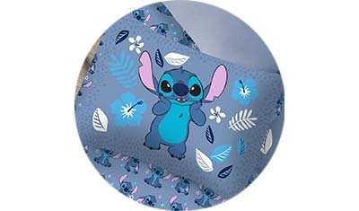 jogo de cama casal 3 pcs stitch disney stitch blue fronha detalhe