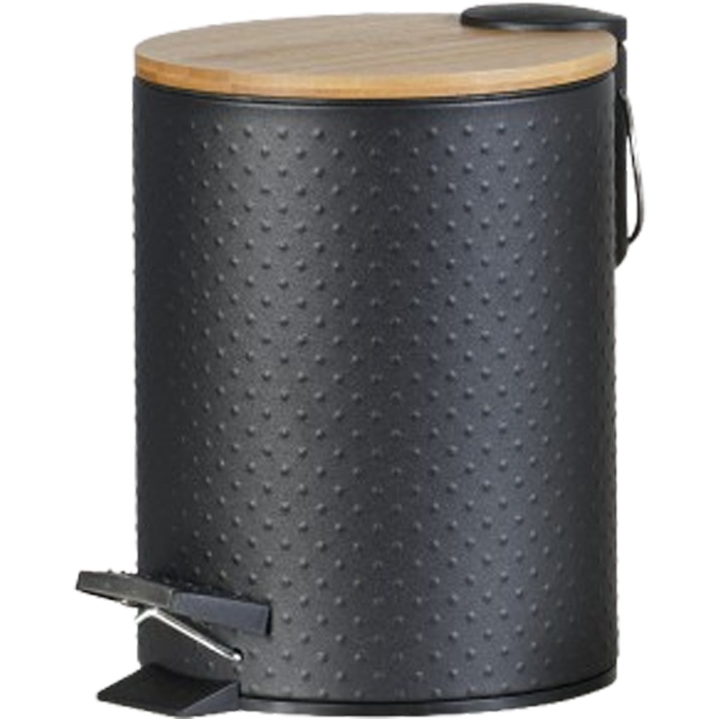 ドラム缶remakeBOX3段！マッドブラック‼️ Lixeira Classic Aço Inox Tampa em Bambu 5L 25x20x20cm - Preto