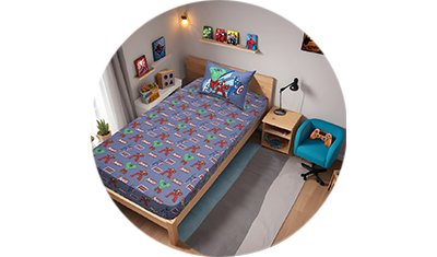 jogo de cama solteiro vingadores malha avengers green ambiente detalhe