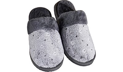 chinelo pantufa luxus microfibra 100 poliester cinza detalhe