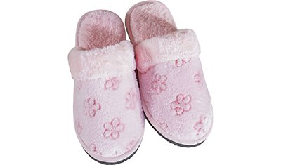 chinelo pantufa luxus microfibra 100 poliester rosa detalhe