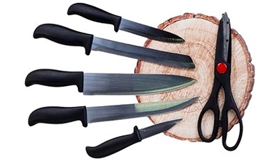 jogo de facas black com cepo 7 pcs preto todas